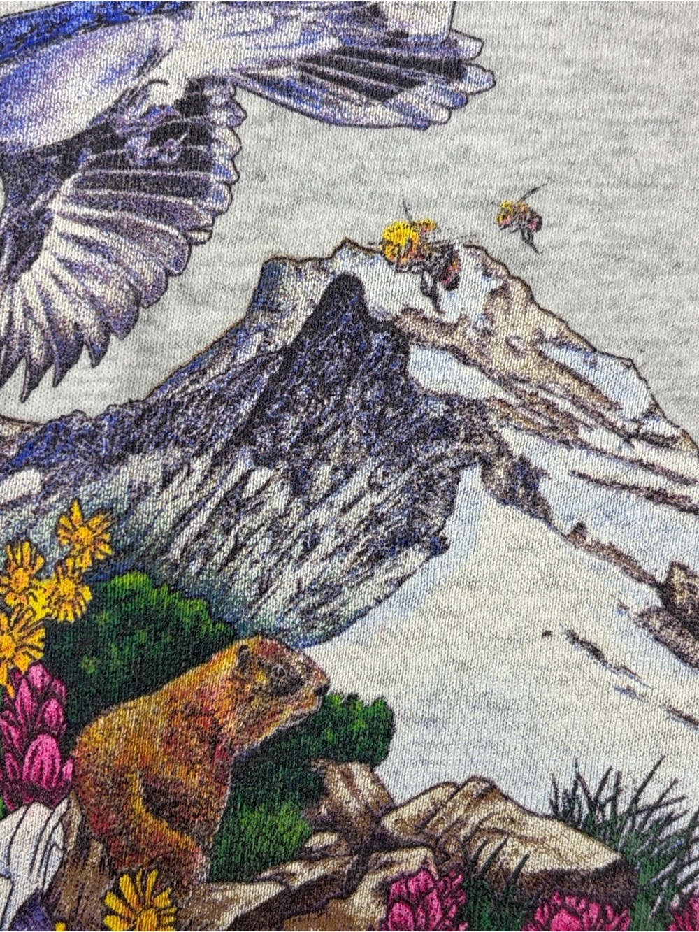 Vintage 90s Habitat Nature Graphic Tee Signal Sport Mega Cotton L - Picture 8 of 14